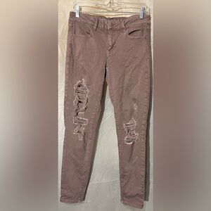 American Eagle Women’s Jeggings Distressed Stretch Mauve Purple Size 10 (NWOT)